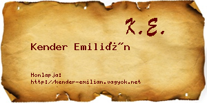 Kender Emilián névjegykártya